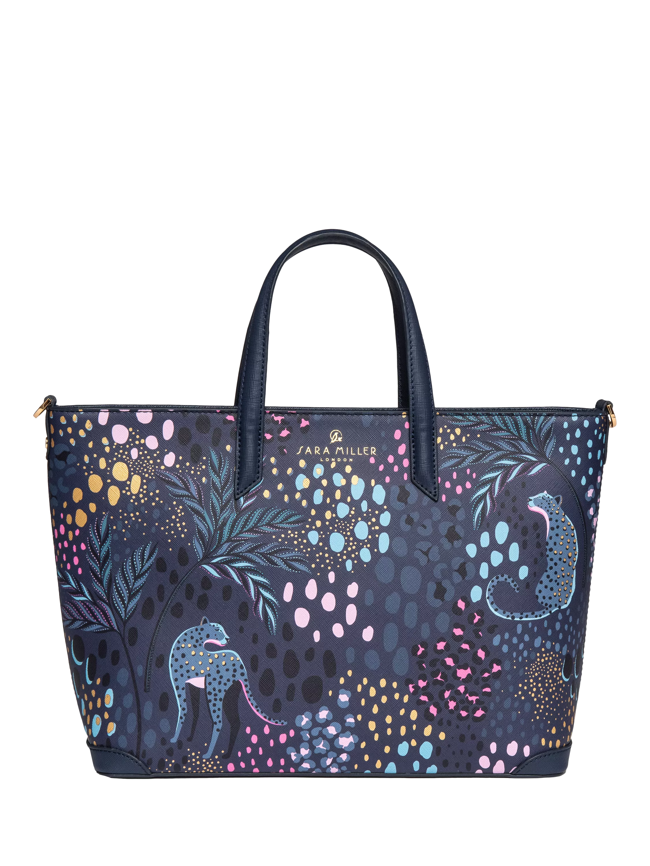 Sara Miller medium tote bag in Midnight Leopard faux leather, UK version