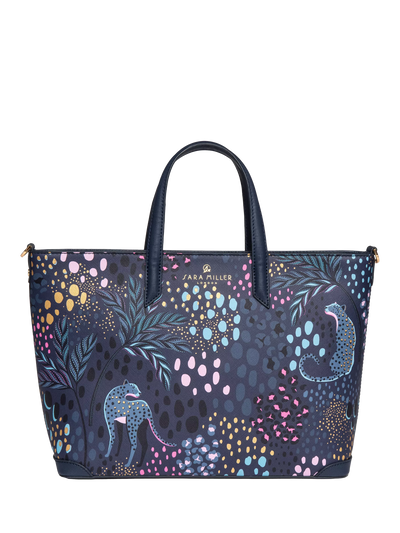 John Lewis Sara Miller Medium Faux Saffiano Leather Tote Bag Midnight Leopard- Buy online at McGrocer