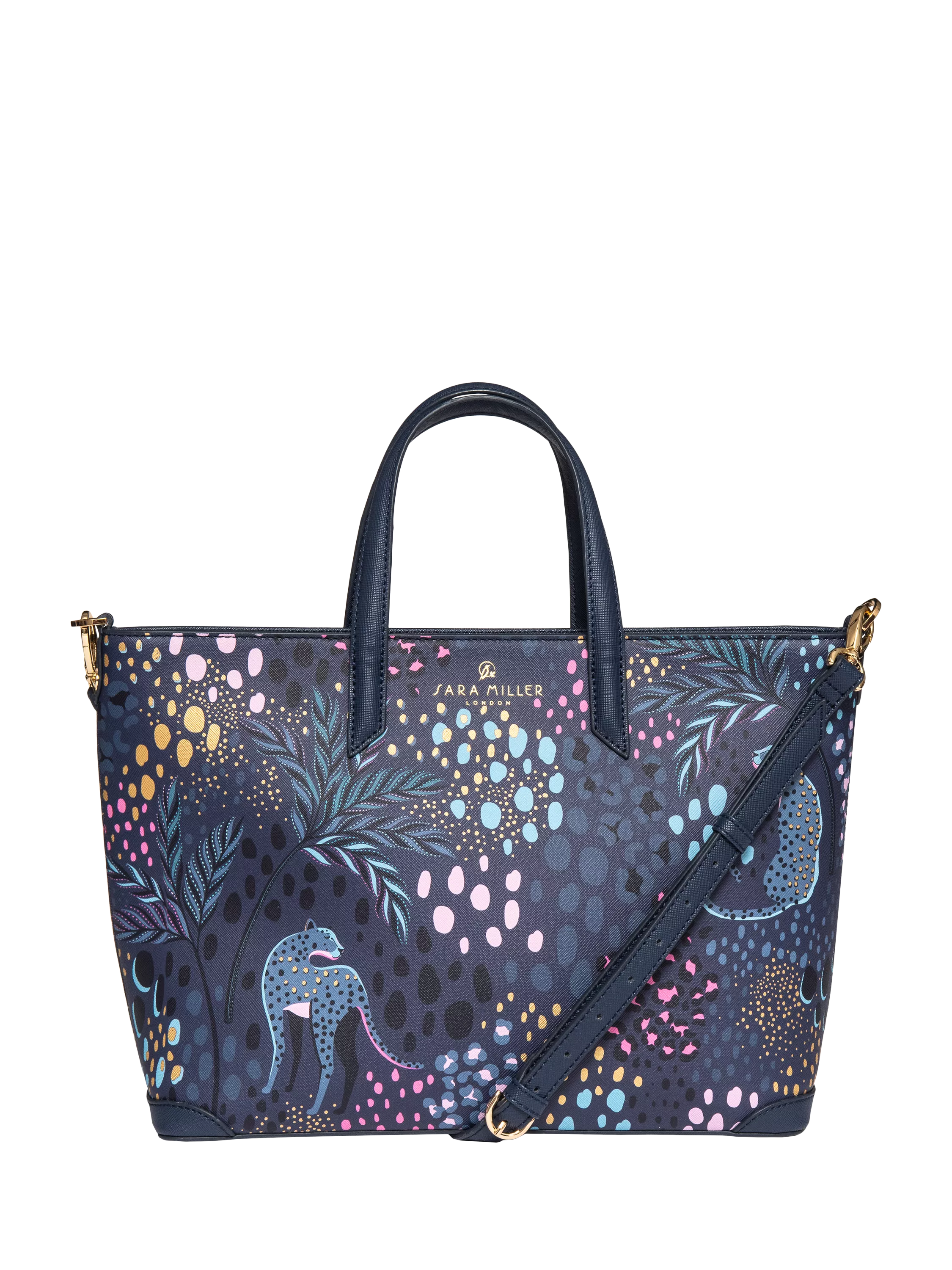 Sara Miller medium tote bag in Midnight Leopard faux leather, UK version