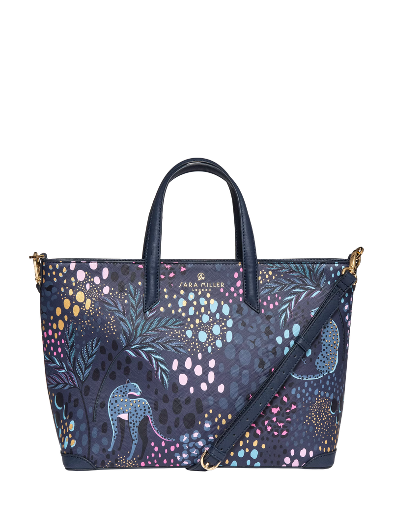 Sara Miller medium tote bag in Midnight Leopard faux leather, UK version