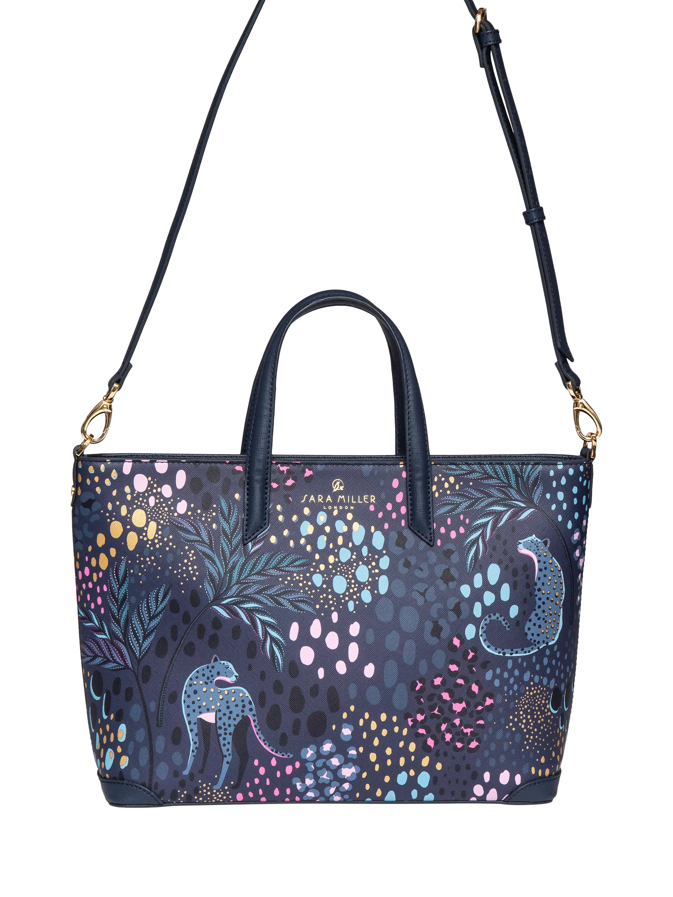 Sara Miller medium tote bag in Midnight Leopard faux leather, UK version