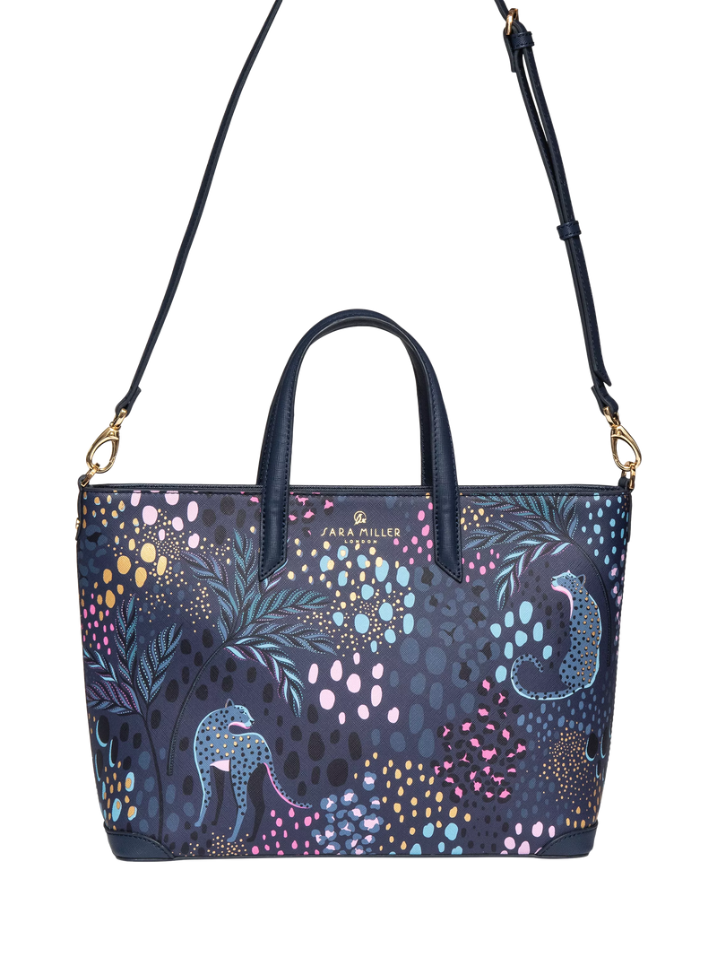Sara Miller medium tote bag in Midnight Leopard faux leather, UK version