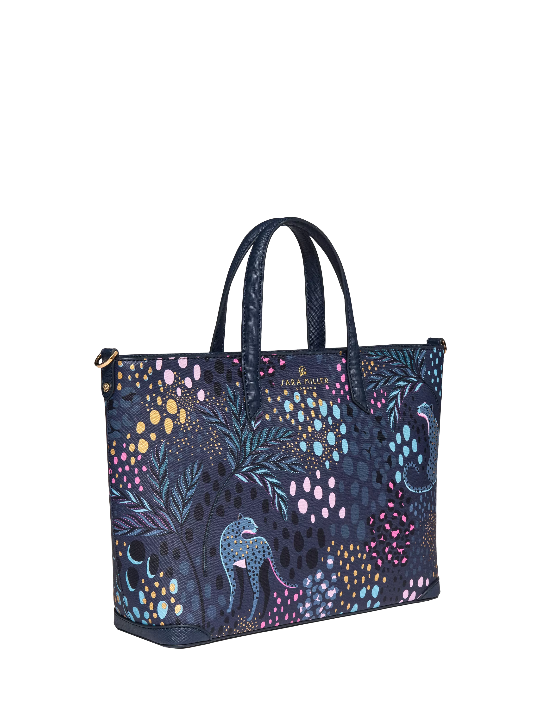 Sara Miller medium tote bag in Midnight Leopard faux leather, UK version