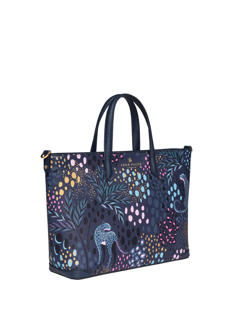 Sara Miller medium tote bag in Midnight Leopard faux leather, UK version