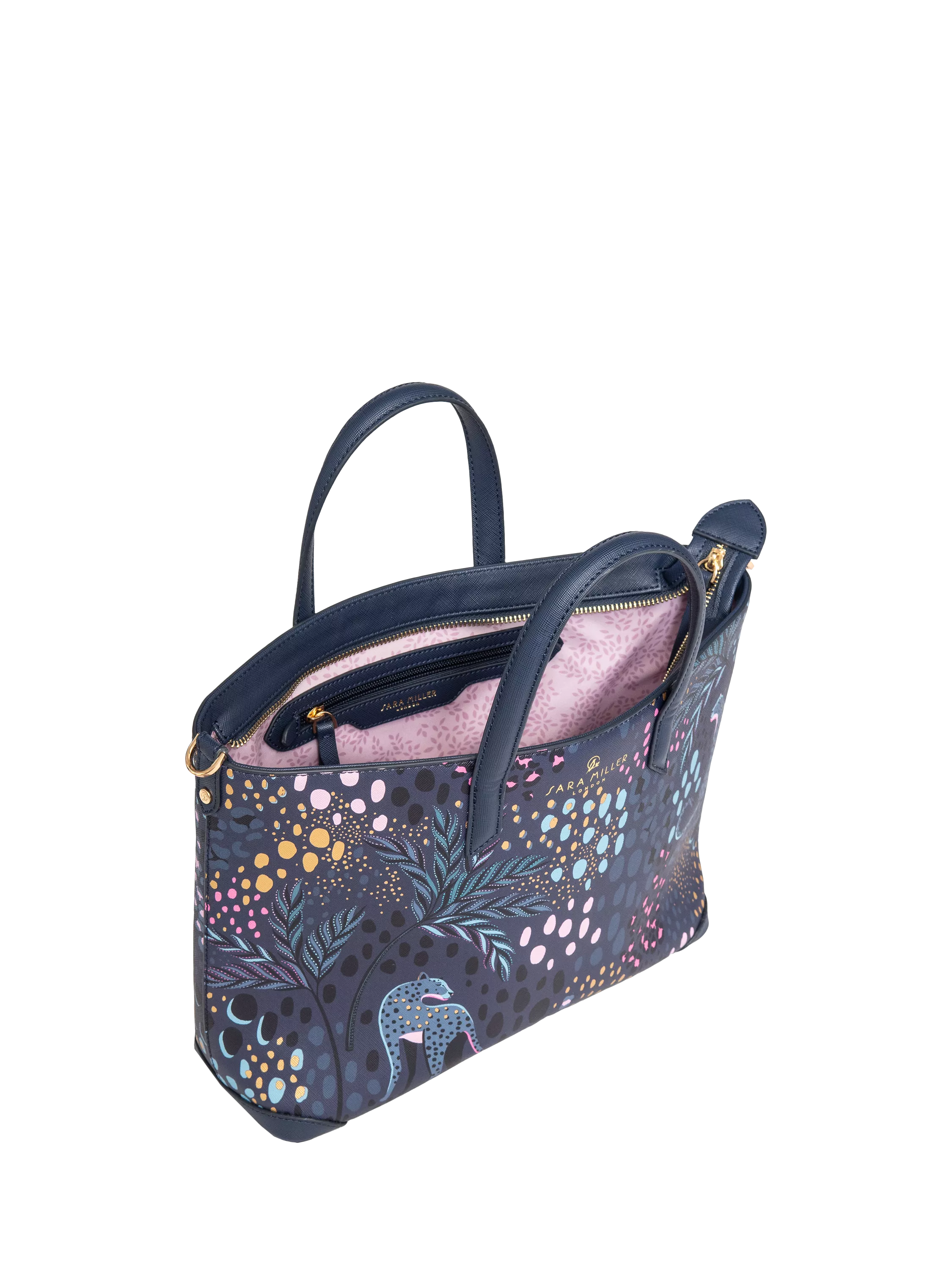 Sara Miller medium tote bag in Midnight Leopard faux leather, UK version