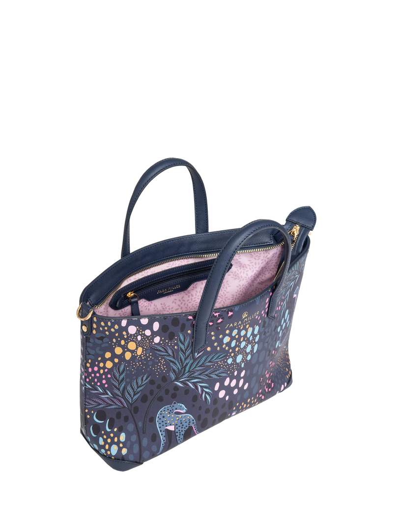 Sara Miller medium tote bag in Midnight Leopard faux leather, UK version
