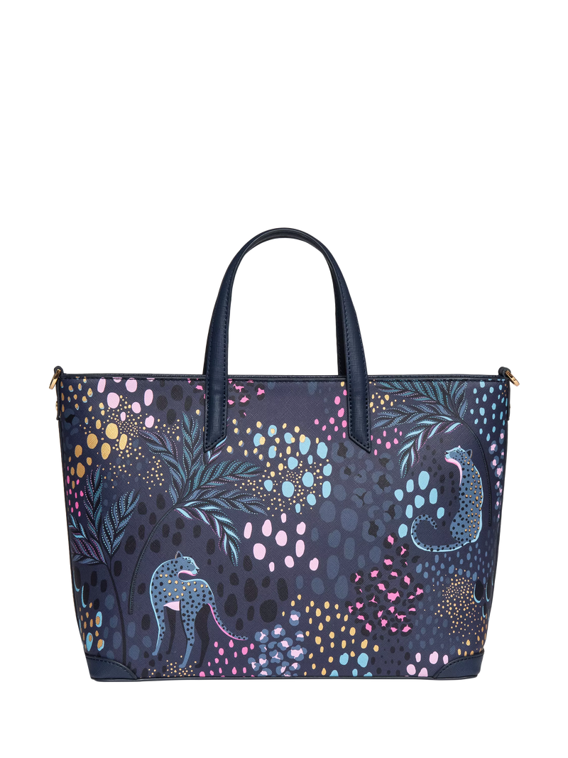 Sara Miller medium tote bag in Midnight Leopard faux leather, UK version