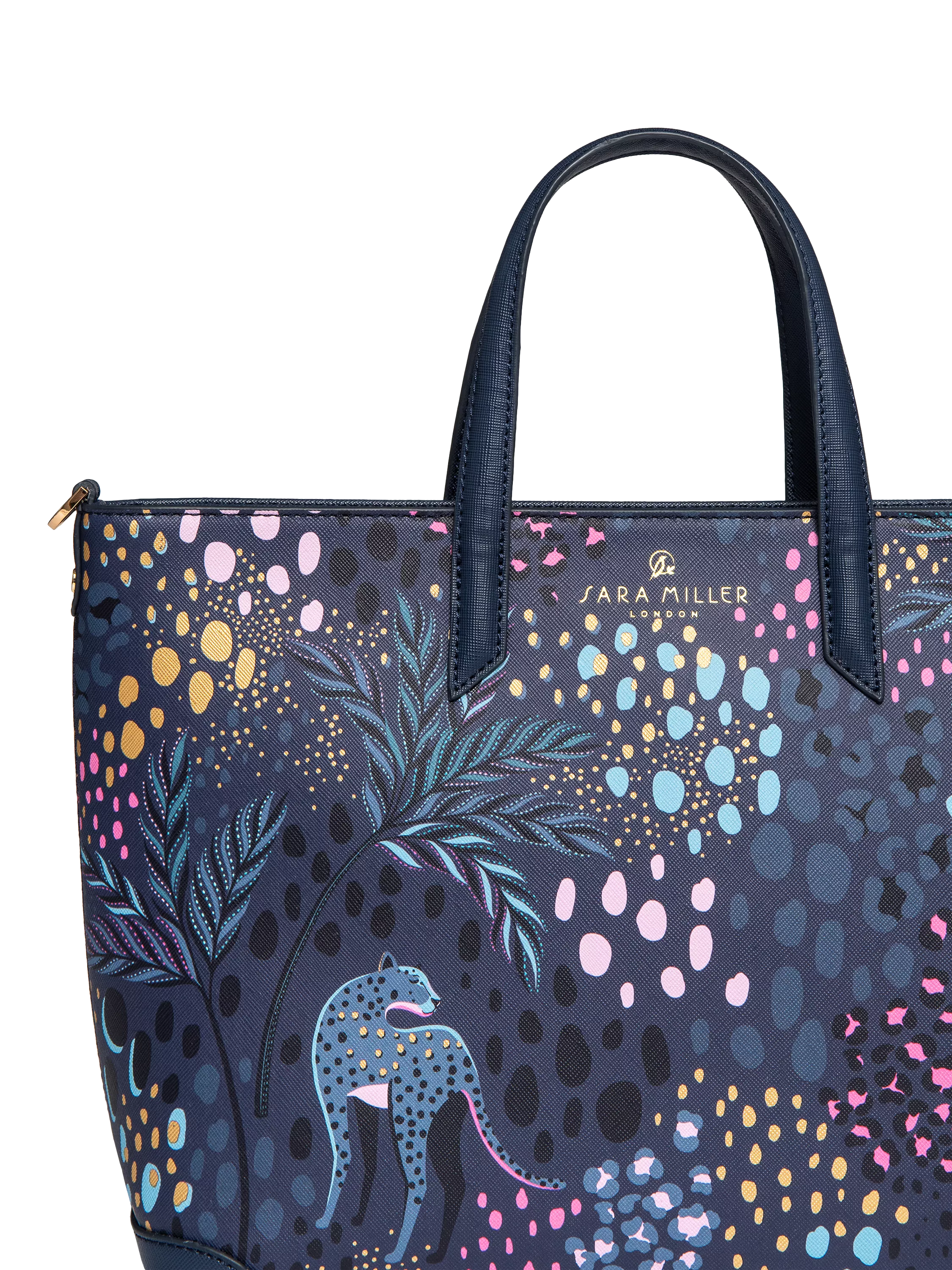 Sara Miller medium tote bag in Midnight Leopard faux leather, UK version