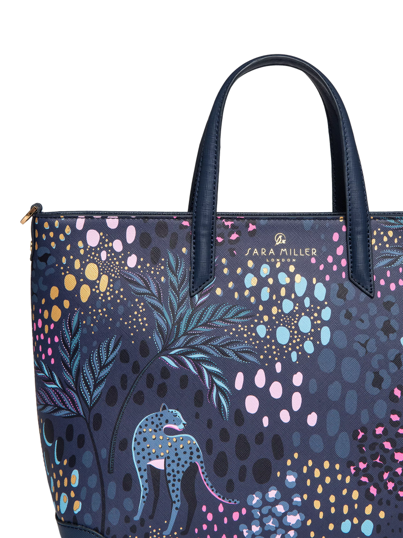 Sara Miller medium tote bag in Midnight Leopard faux leather, UK version