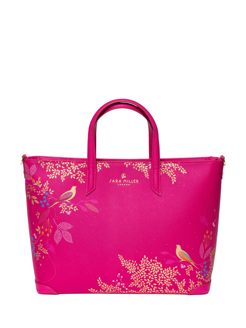 Sara Miller medium faux saffiano leather tote bag Pink Chelsea - British product
