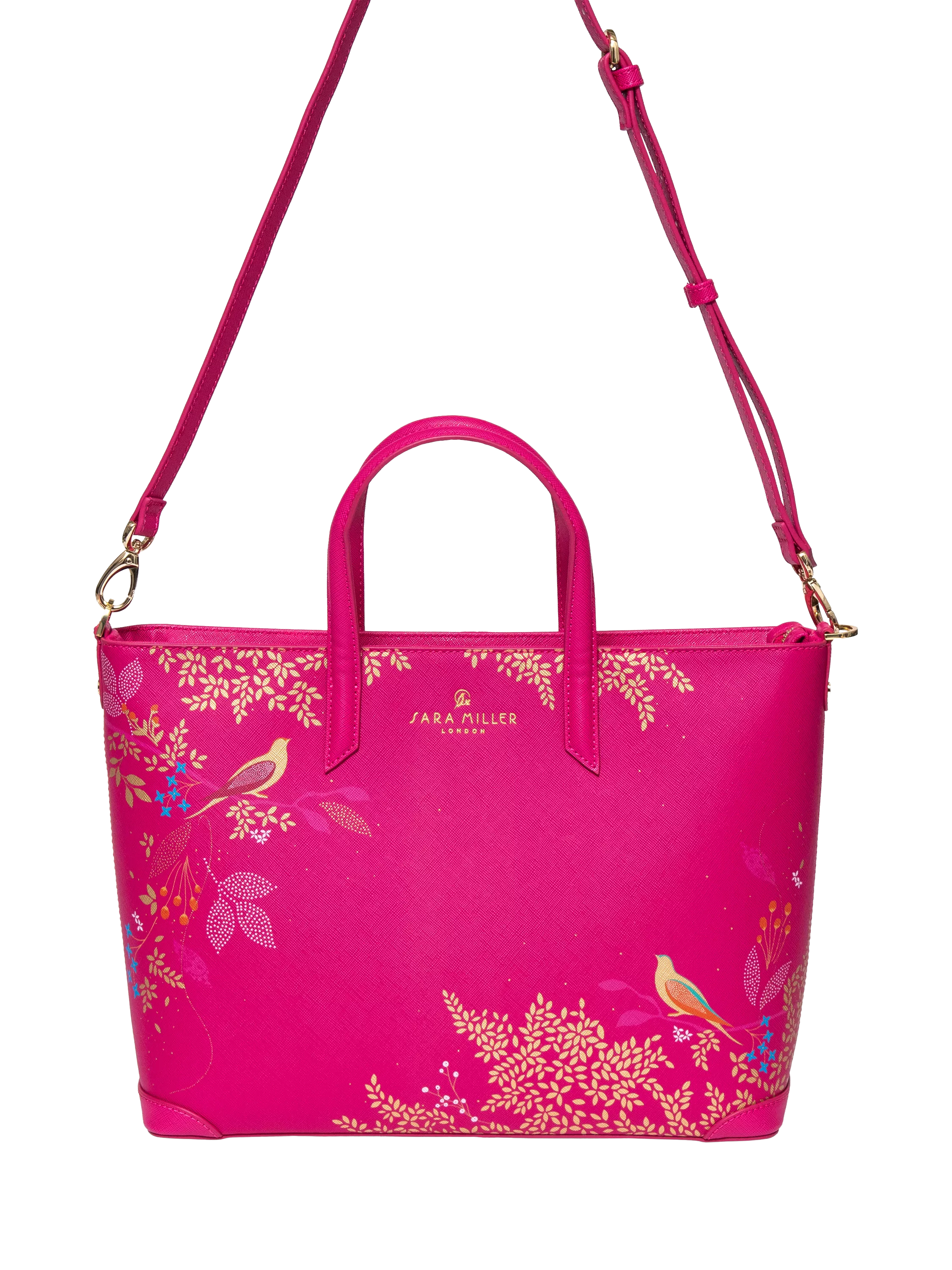 Sara Miller medium faux saffiano leather tote bag Pink Chelsea - British product