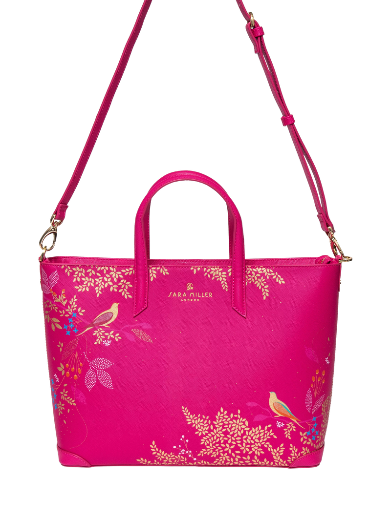 Sara Miller medium faux saffiano leather tote bag Pink Chelsea - British product