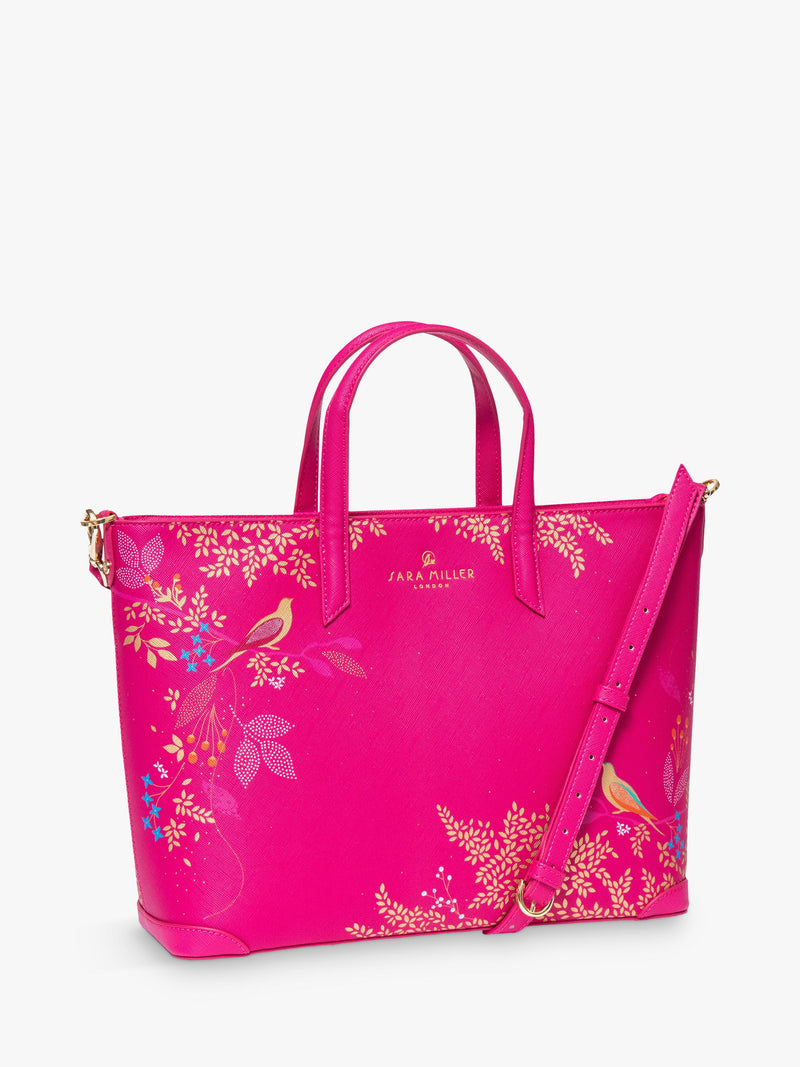 Sara Miller medium faux saffiano leather tote bag Pink Chelsea - British product