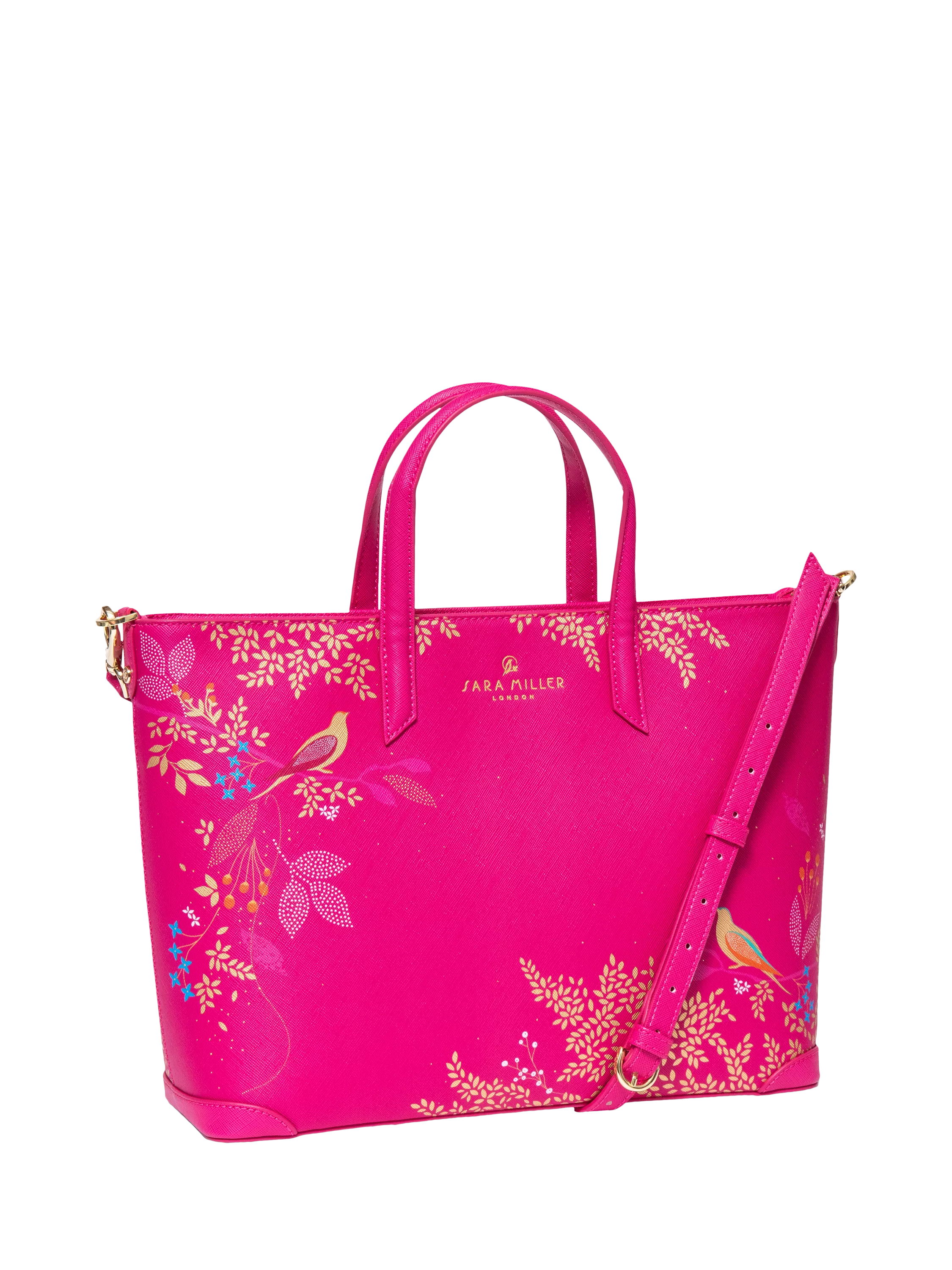 Sara Miller medium faux saffiano leather tote bag Pink Chelsea - British product