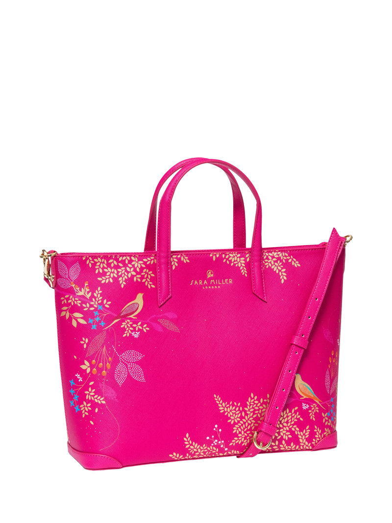 Sara Miller medium faux saffiano leather tote bag Pink Chelsea - British product