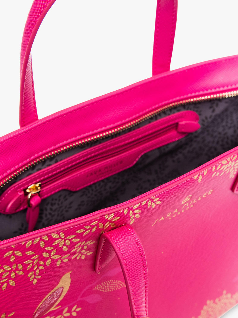 Sara Miller medium faux saffiano leather tote bag Pink Chelsea - British product