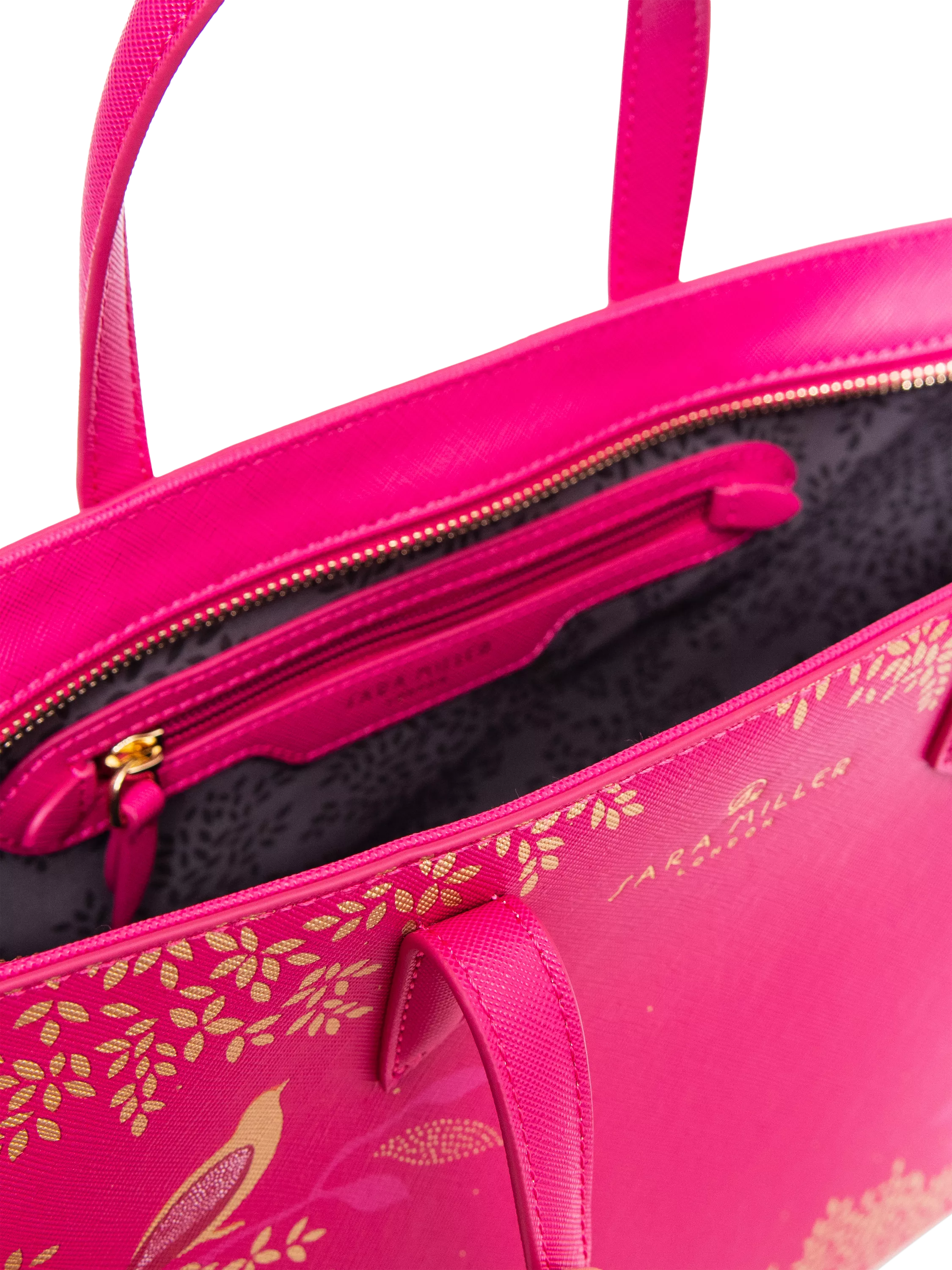 Sara Miller medium faux saffiano leather tote bag Pink Chelsea - British product