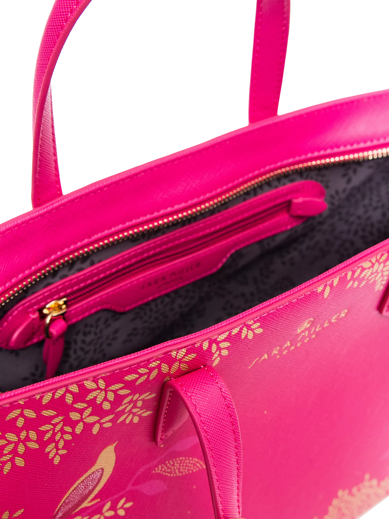 Sara Miller medium faux saffiano leather tote bag Pink Chelsea - British product
