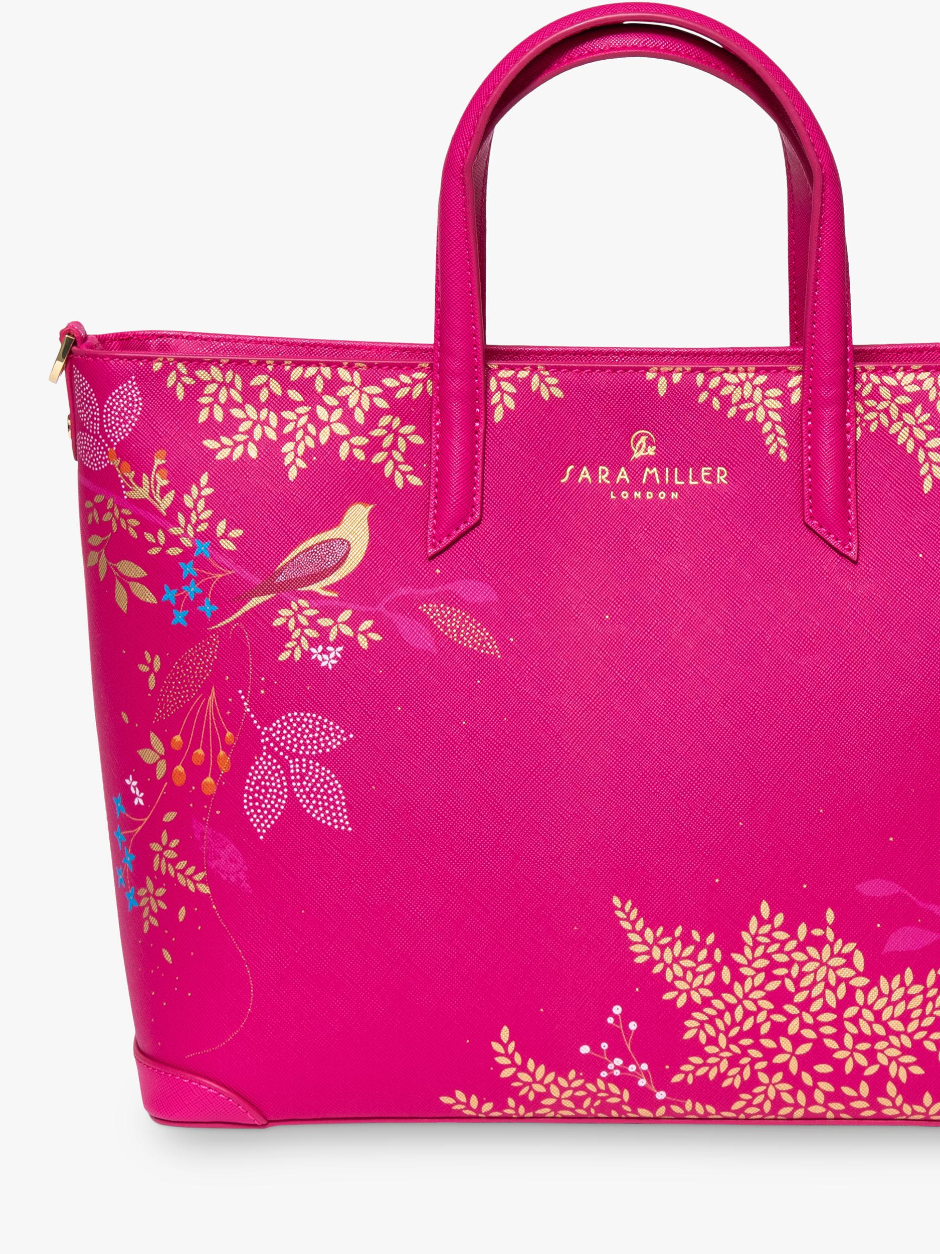 Sara Miller medium faux saffiano leather tote bag Pink Chelsea - British product