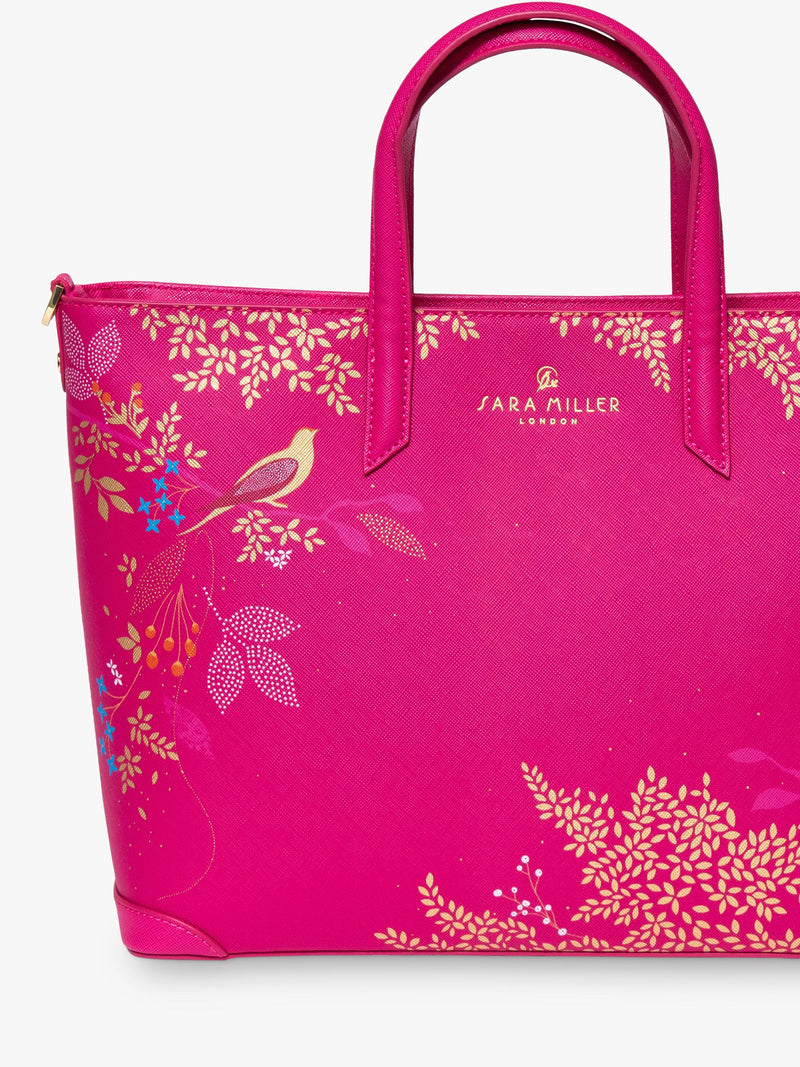 Sara Miller medium faux saffiano leather tote bag Pink Chelsea - British product