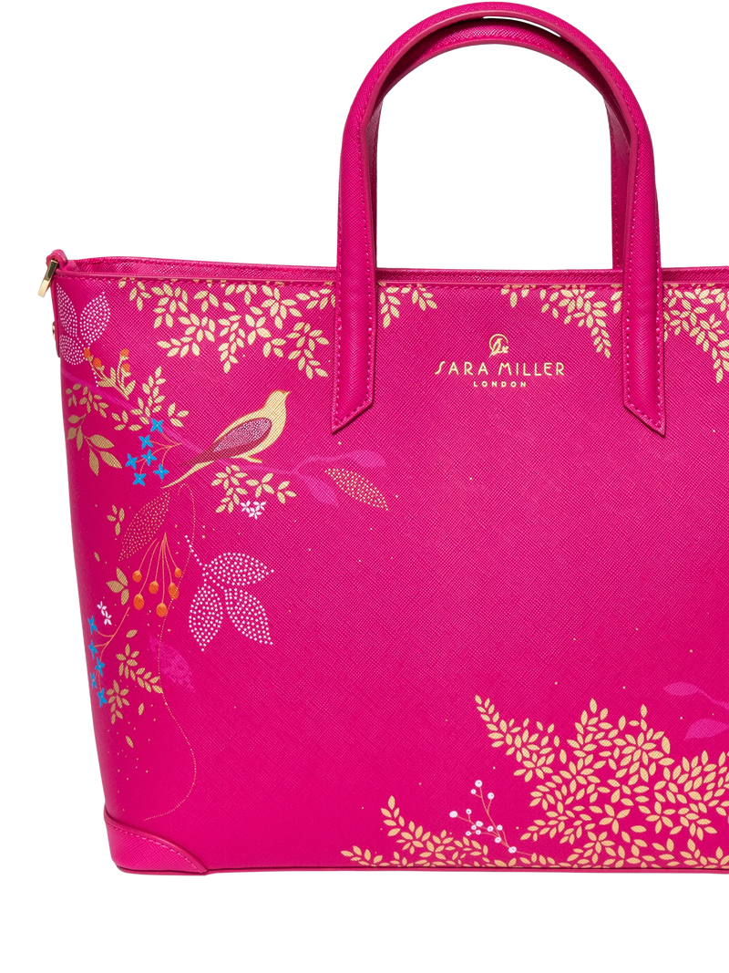 Sara Miller medium faux saffiano leather tote bag Pink Chelsea - British product
