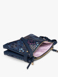 Sara Miller faux saffiano leather crossbody bag Midnight Leopard, imported from the UK