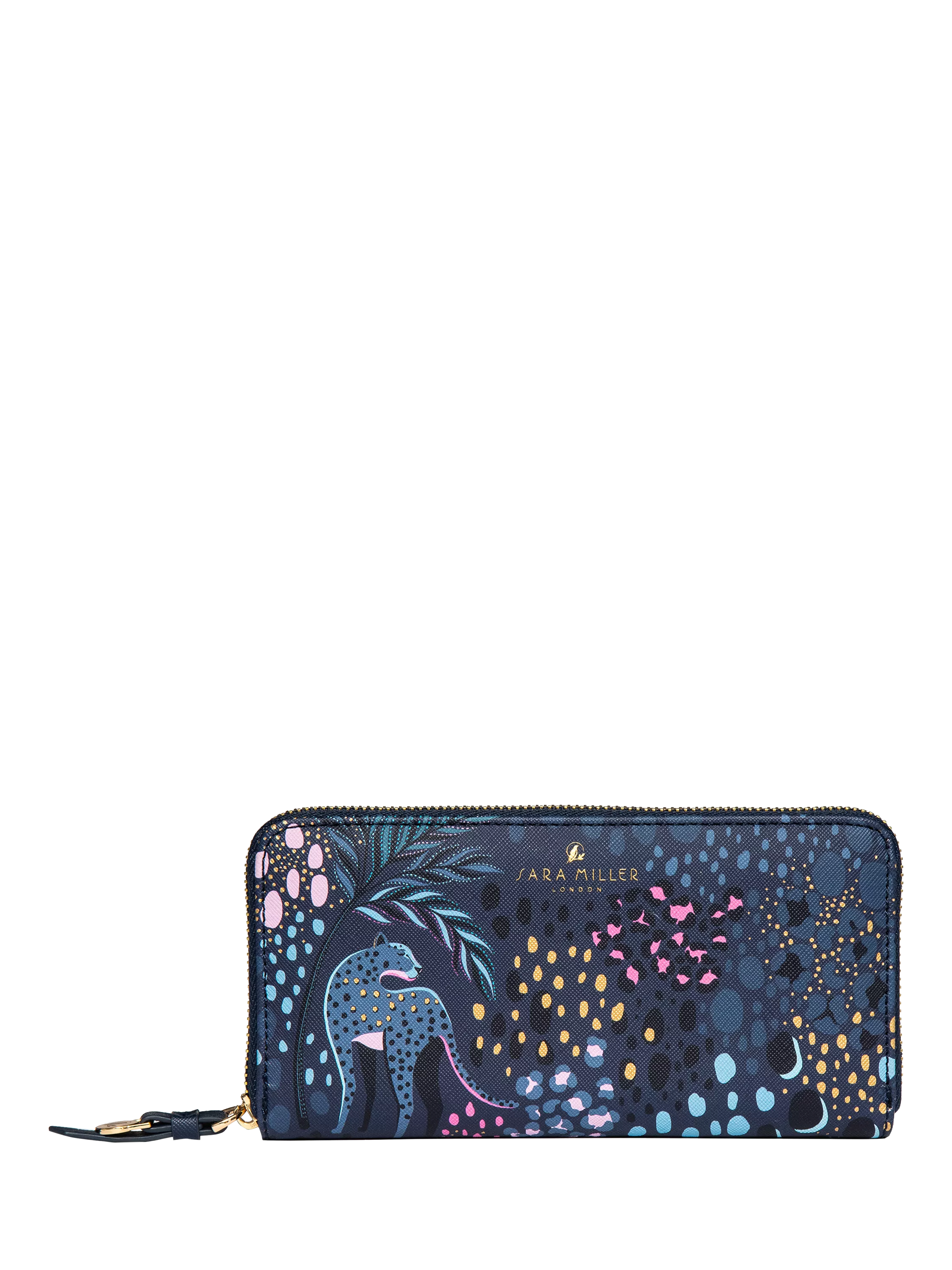 Sara Miller large zip purse midnight leopard (British brand)