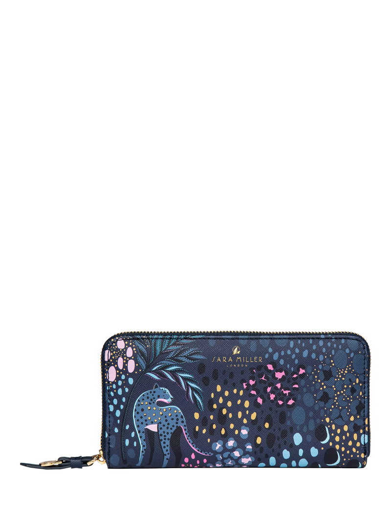 Sara Miller large zip purse midnight leopard (British brand)