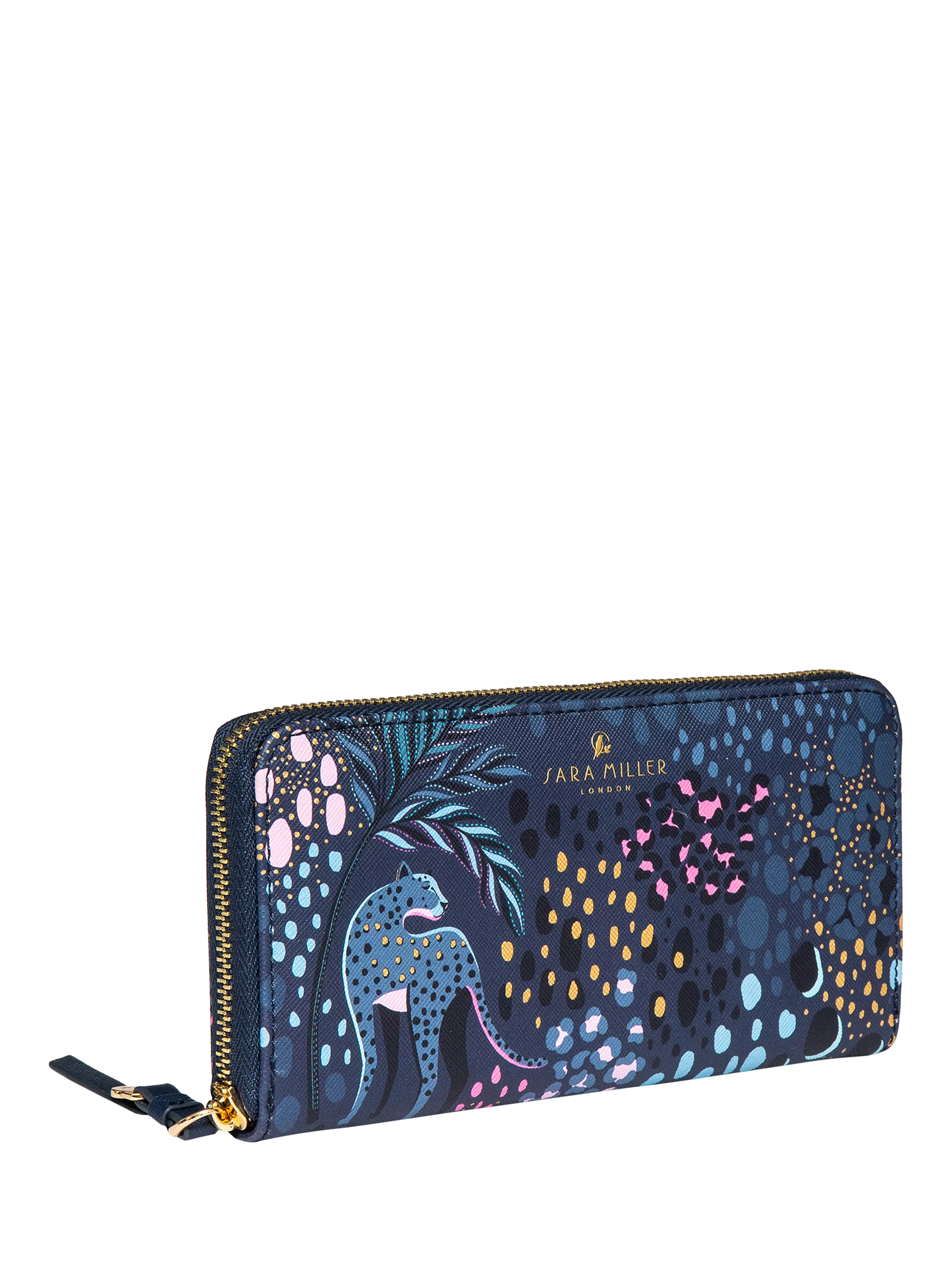 Sara Miller large zip purse midnight leopard (British brand)