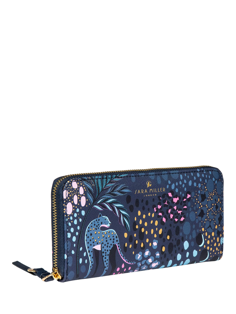 Sara Miller large zip purse midnight leopard (British brand)