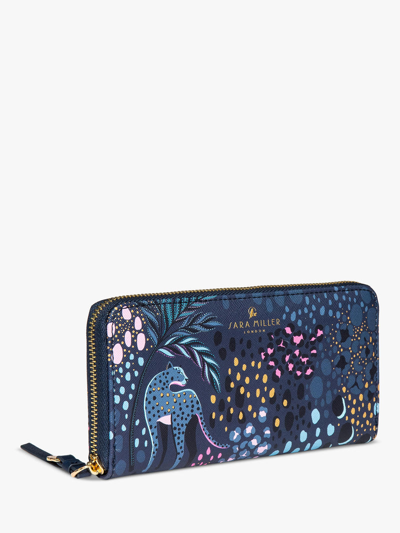 Sara Miller large zip purse midnight leopard (British brand)