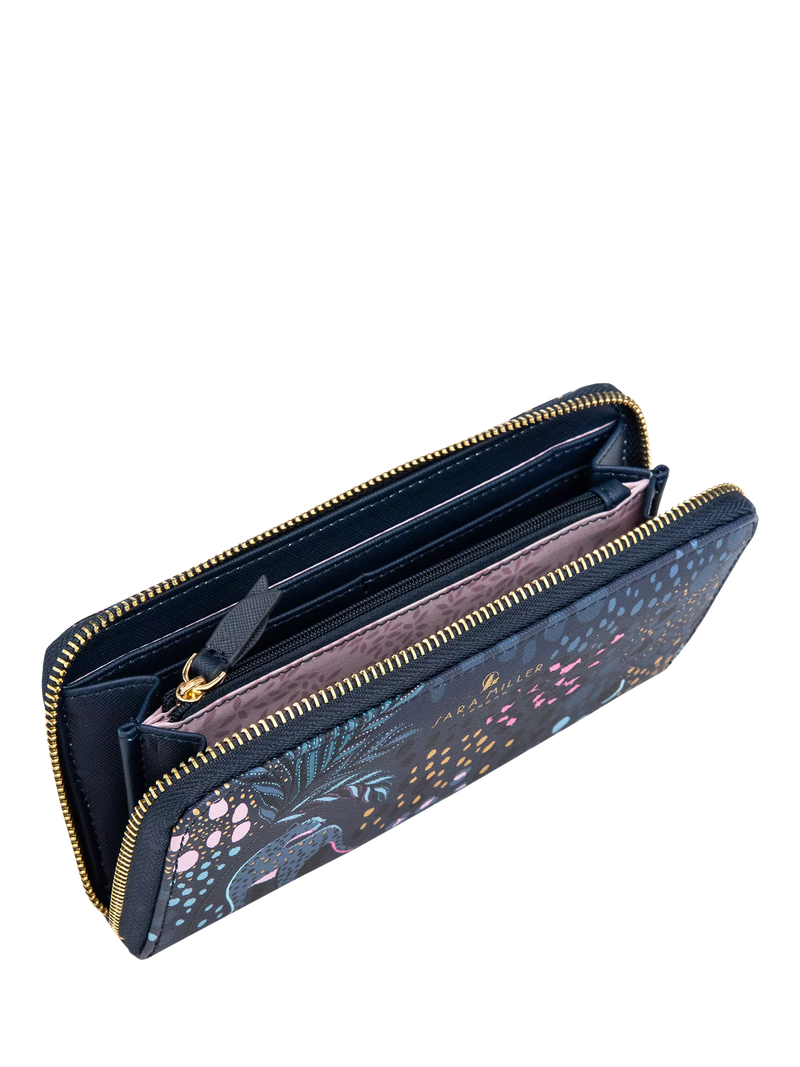 Sara Miller large zip purse midnight leopard (British brand)