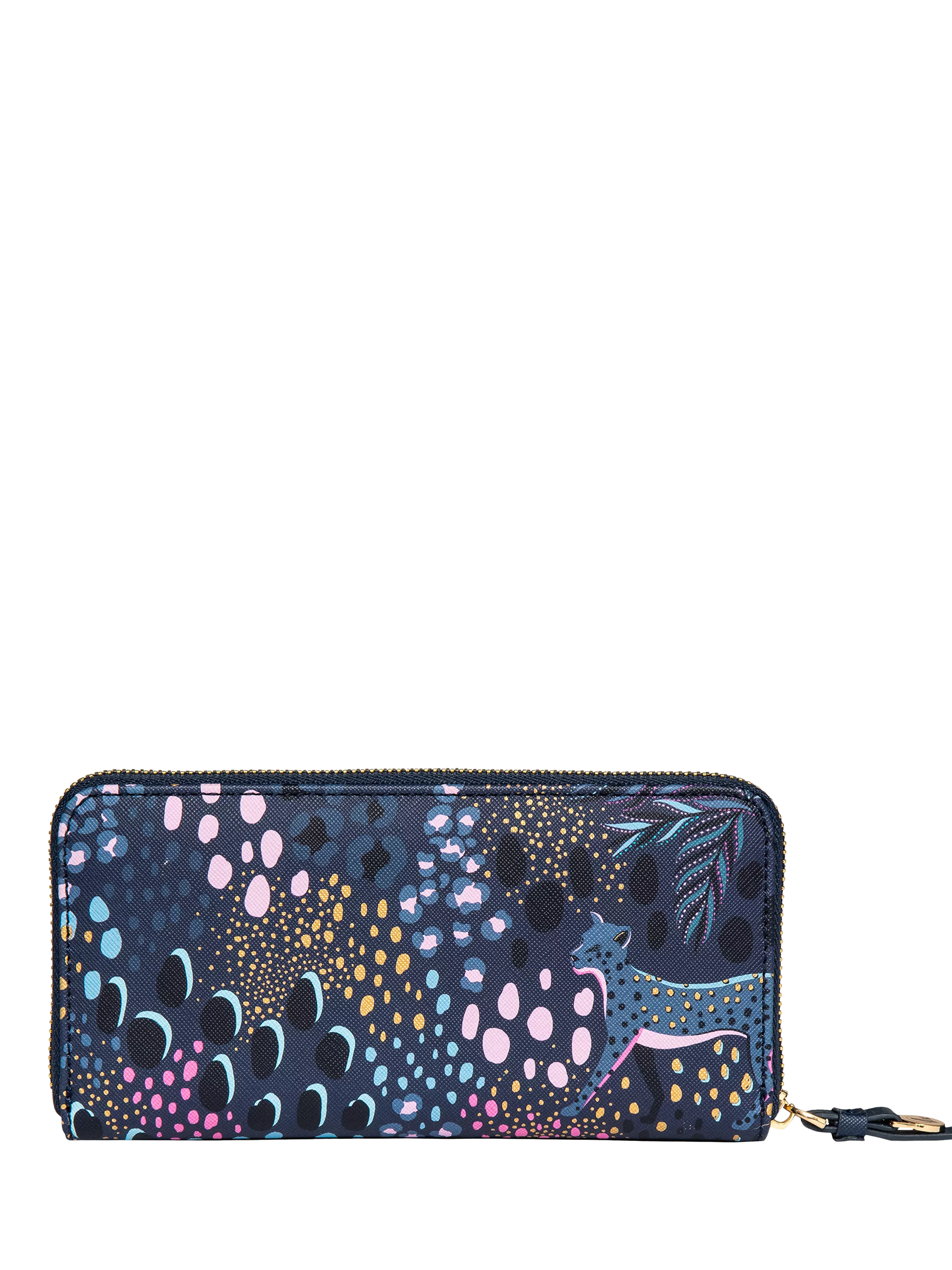 Sara Miller large zip purse midnight leopard (British brand)