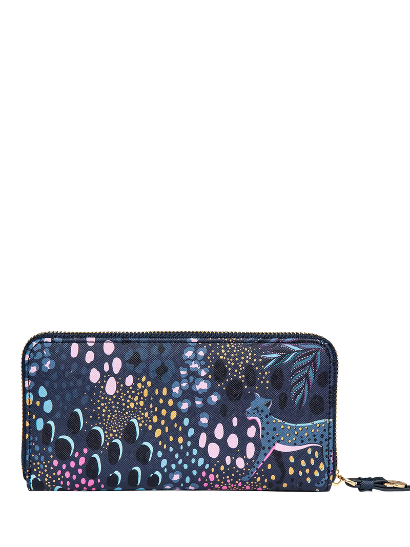 Sara Miller large zip purse midnight leopard (British brand)