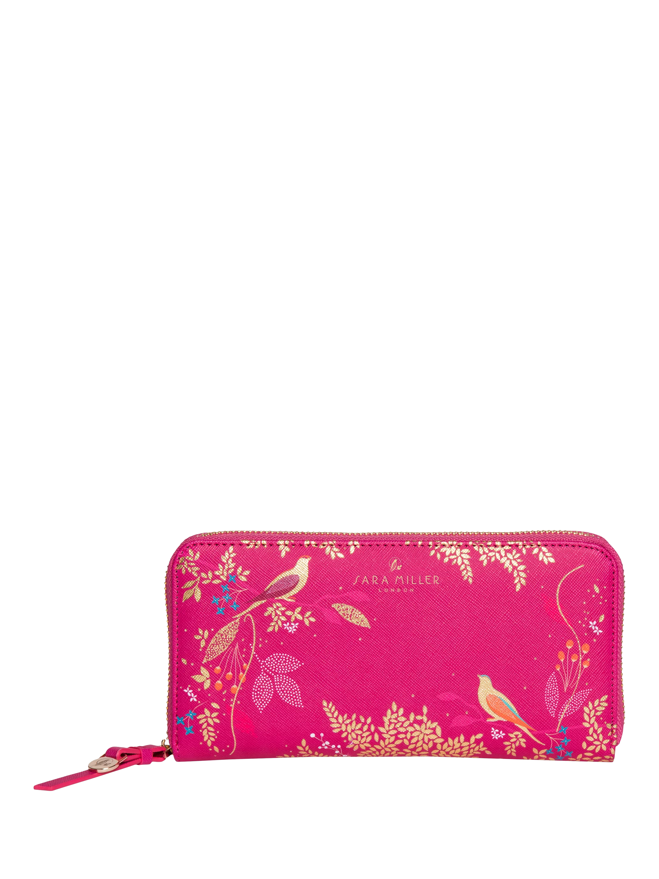 Sara Miller Chelsea large zip around faux saffiano leather purse pink, UK version