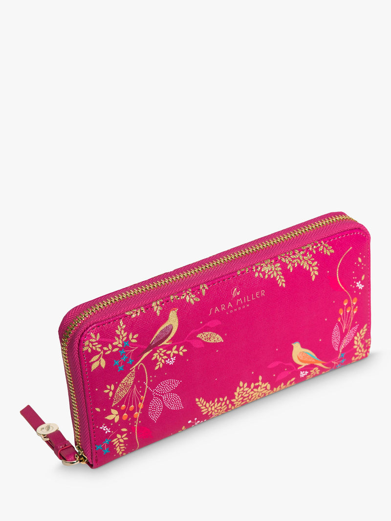 Sara Miller Chelsea large zip around faux saffiano leather purse pink, UK version