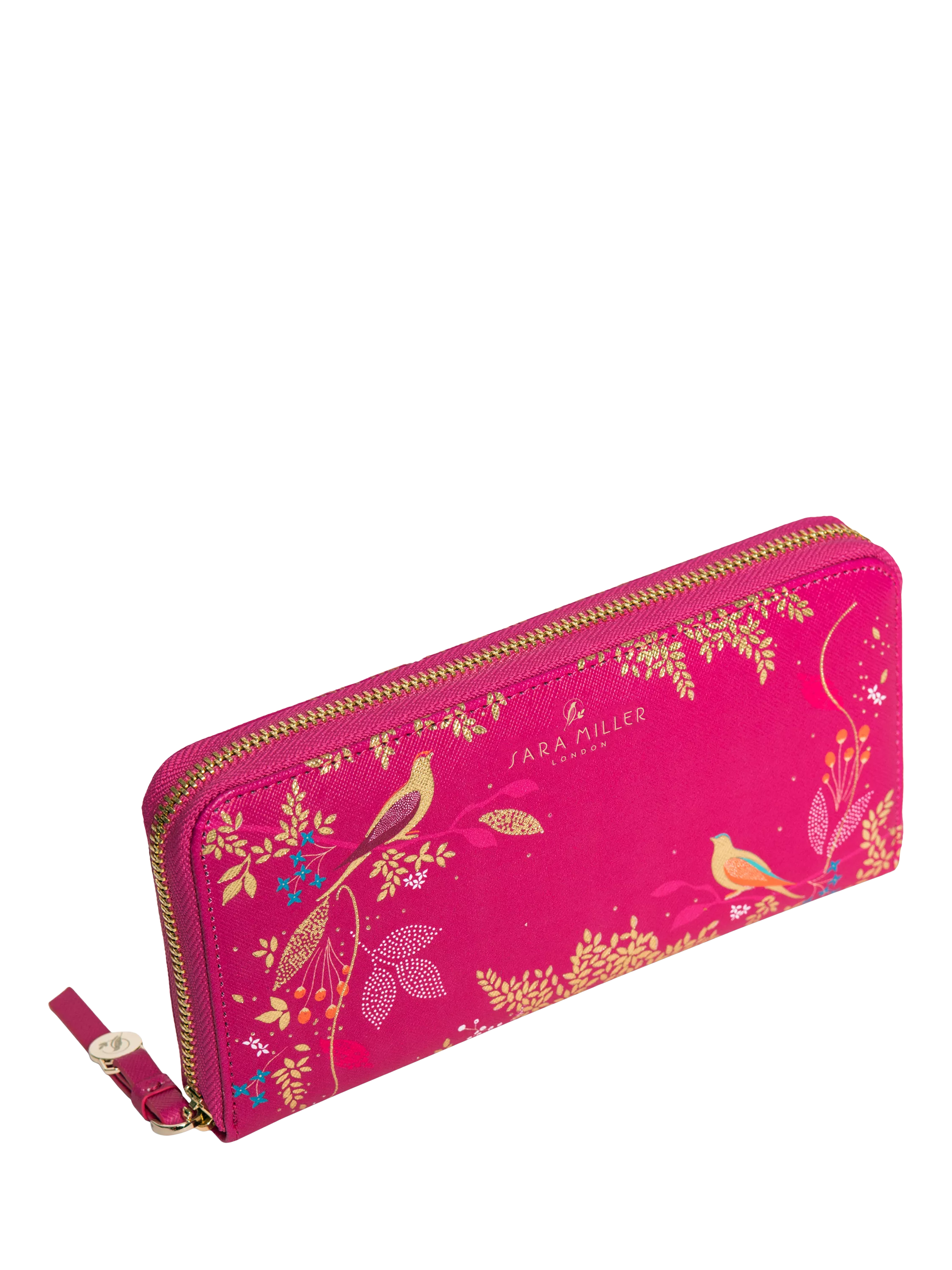 Sara Miller Chelsea large zip around faux saffiano leather purse pink, UK version