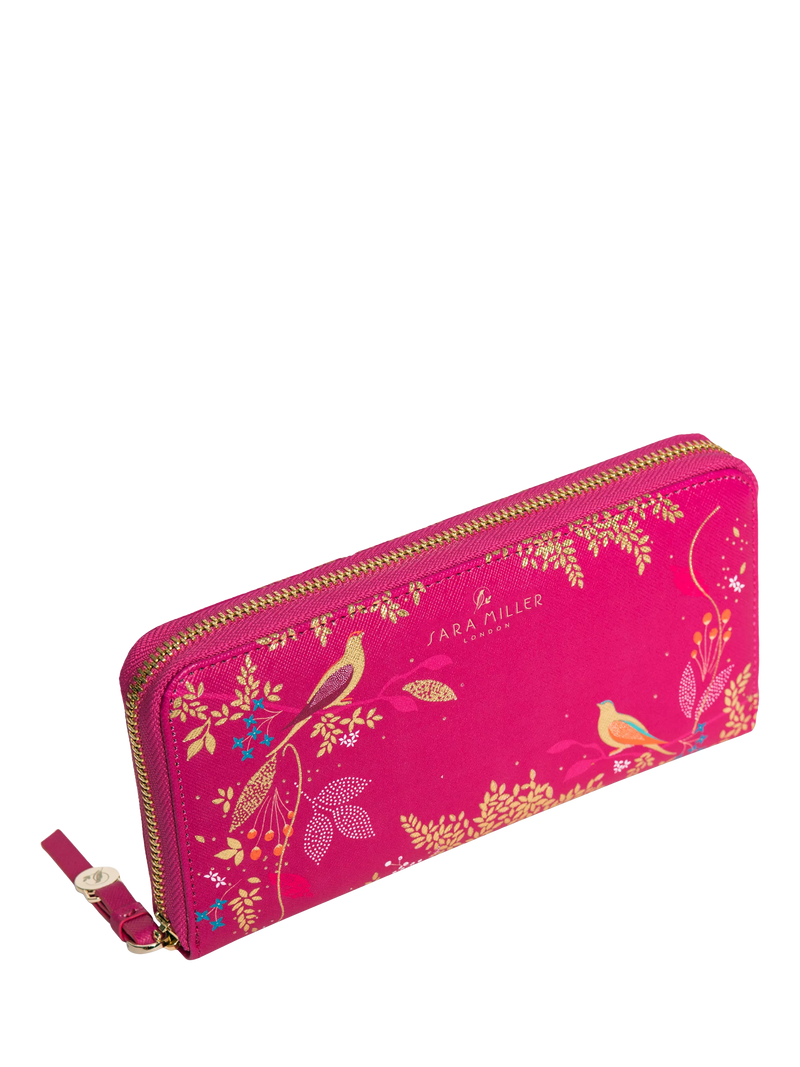 Sara Miller Chelsea large zip around faux saffiano leather purse pink, UK version