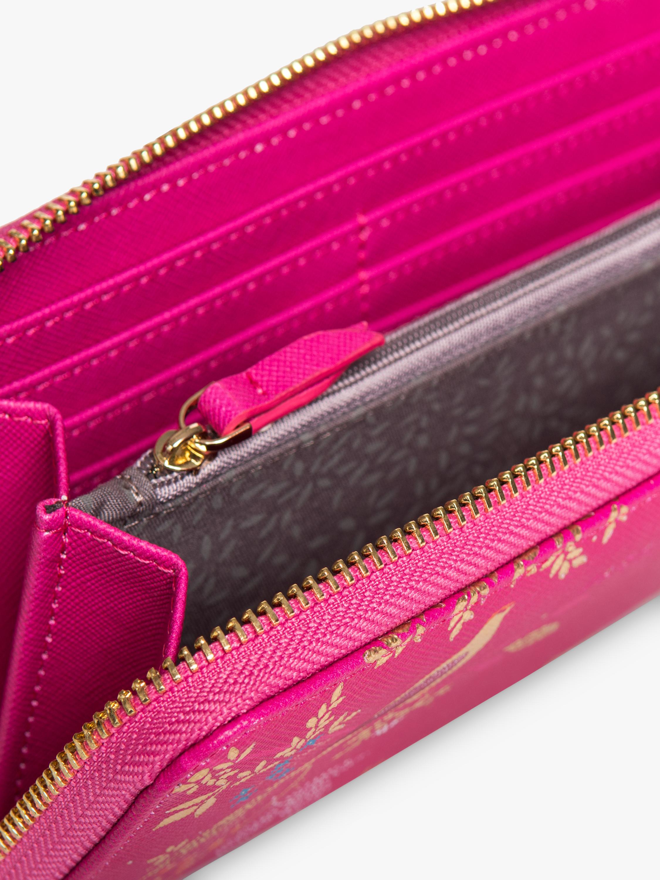 Sara Miller Chelsea large zip around faux saffiano leather purse pink, UK version