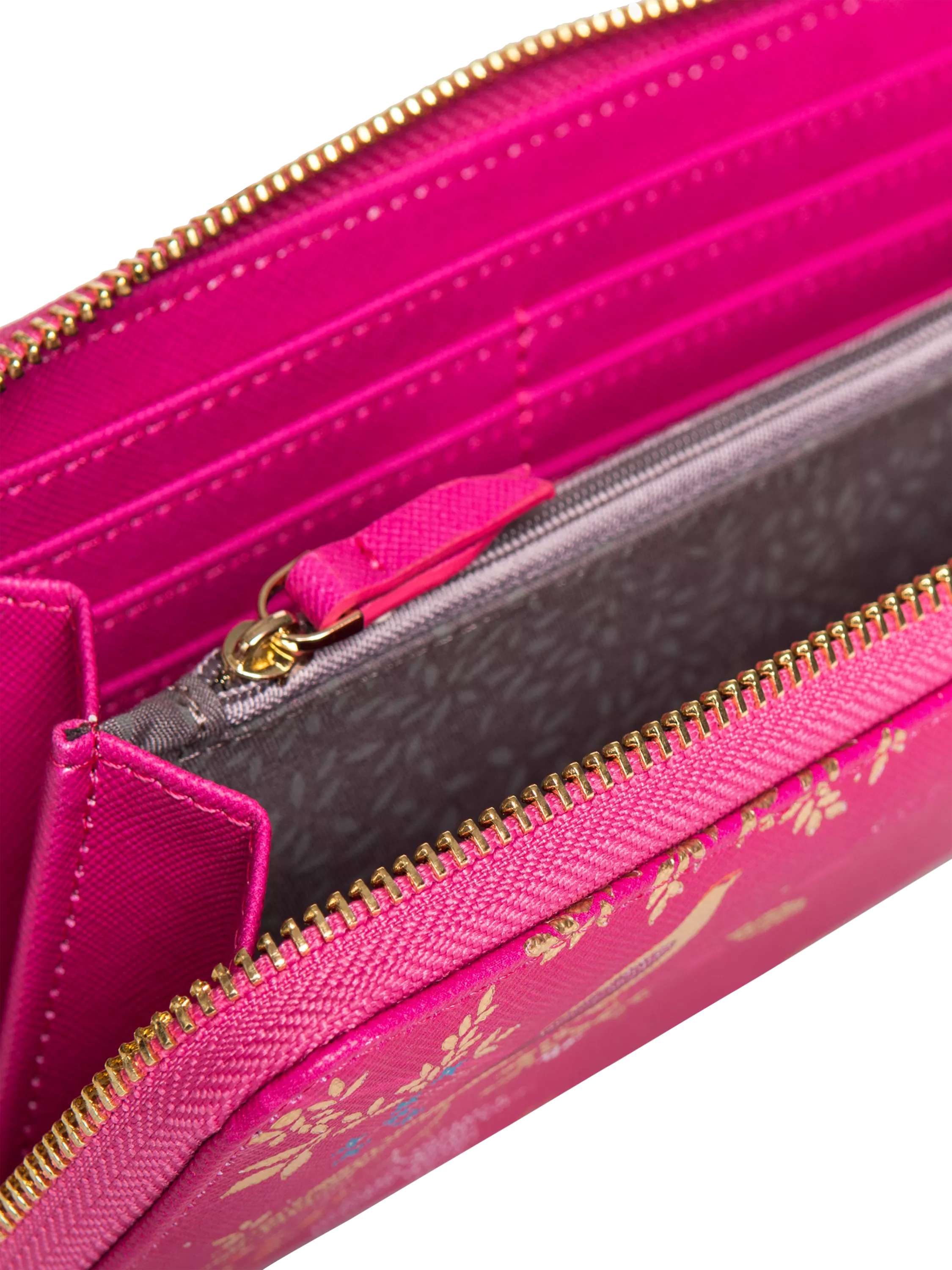 Sara Miller Chelsea large zip around faux saffiano leather purse pink, UK version