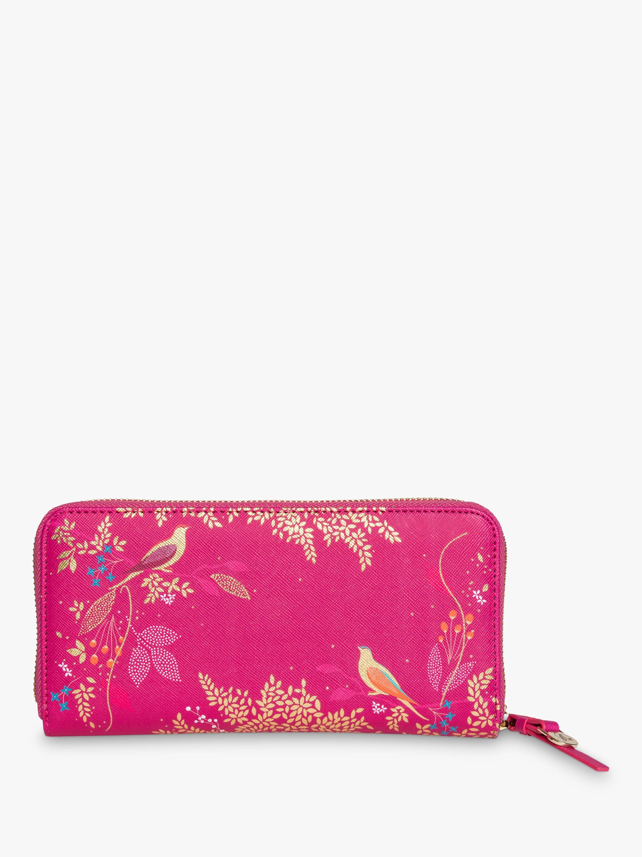 Sara Miller Chelsea large zip around faux saffiano leather purse pink, UK version
