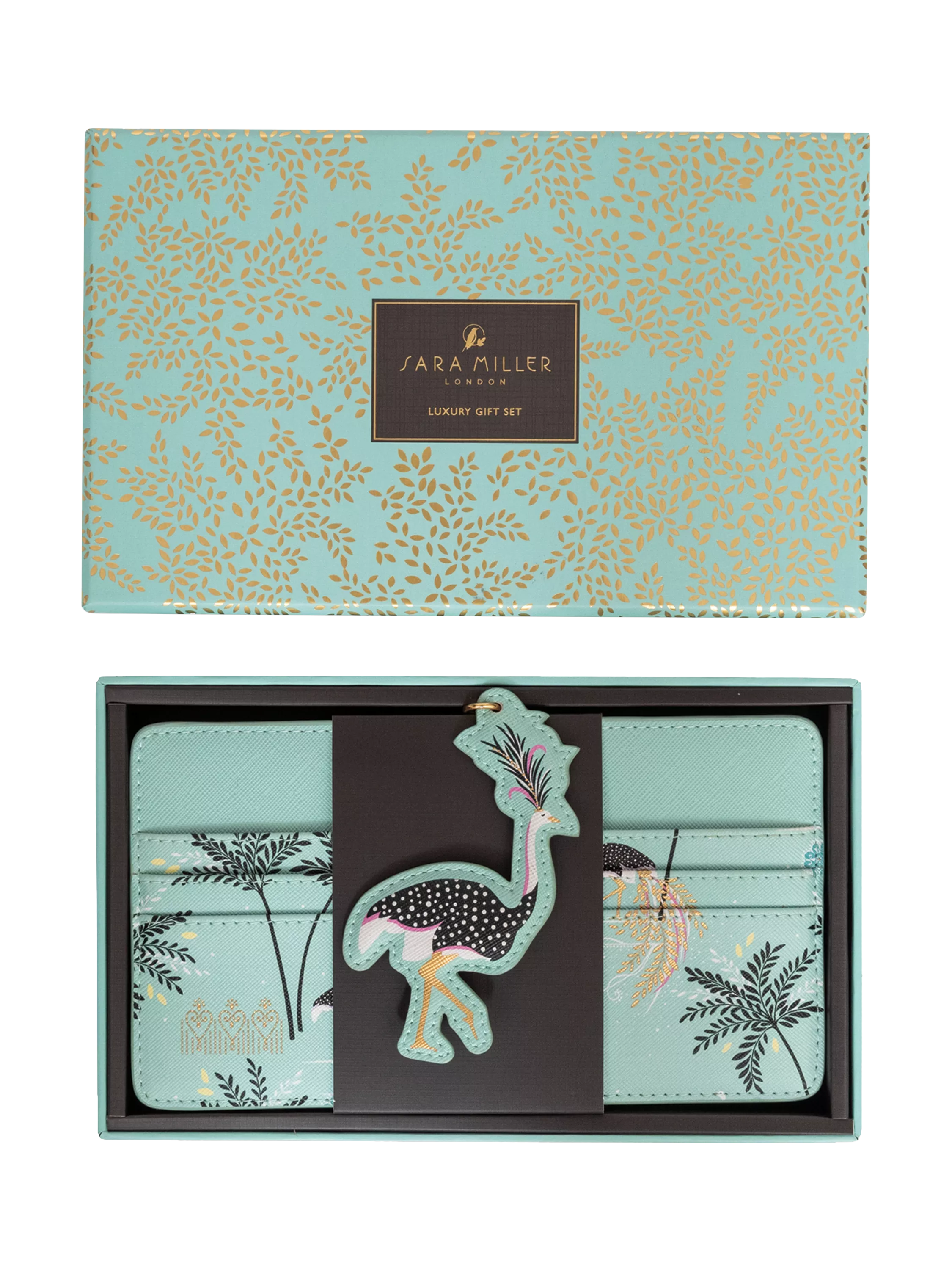 Sara Miller travel organiser gift set mint ostrich - British product
