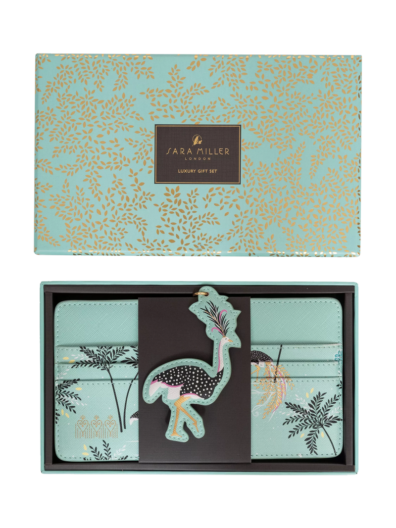 Sara Miller travel organiser gift set mint ostrich - British product