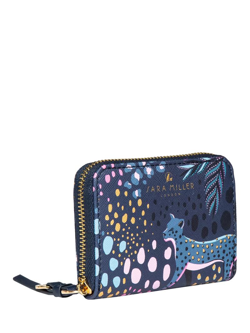 Sara Miller Midnight Leopard small zip purse, UK version