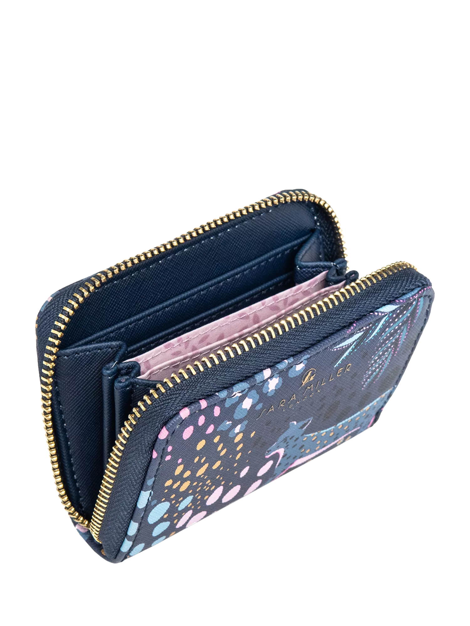 Sara Miller Midnight Leopard small zip purse, UK version