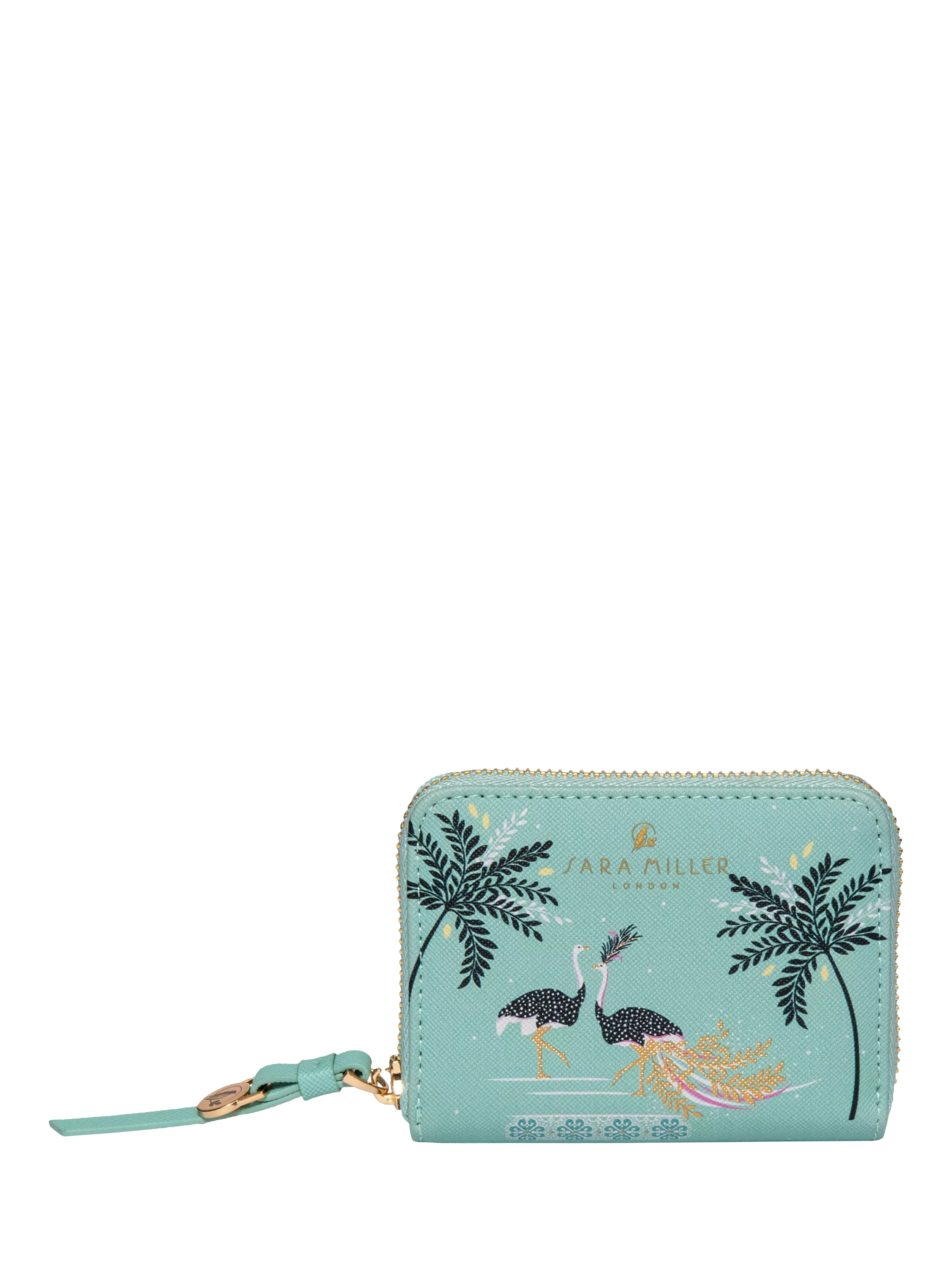 Sara Miller zip purse in Ostrich Mint small (British brand)