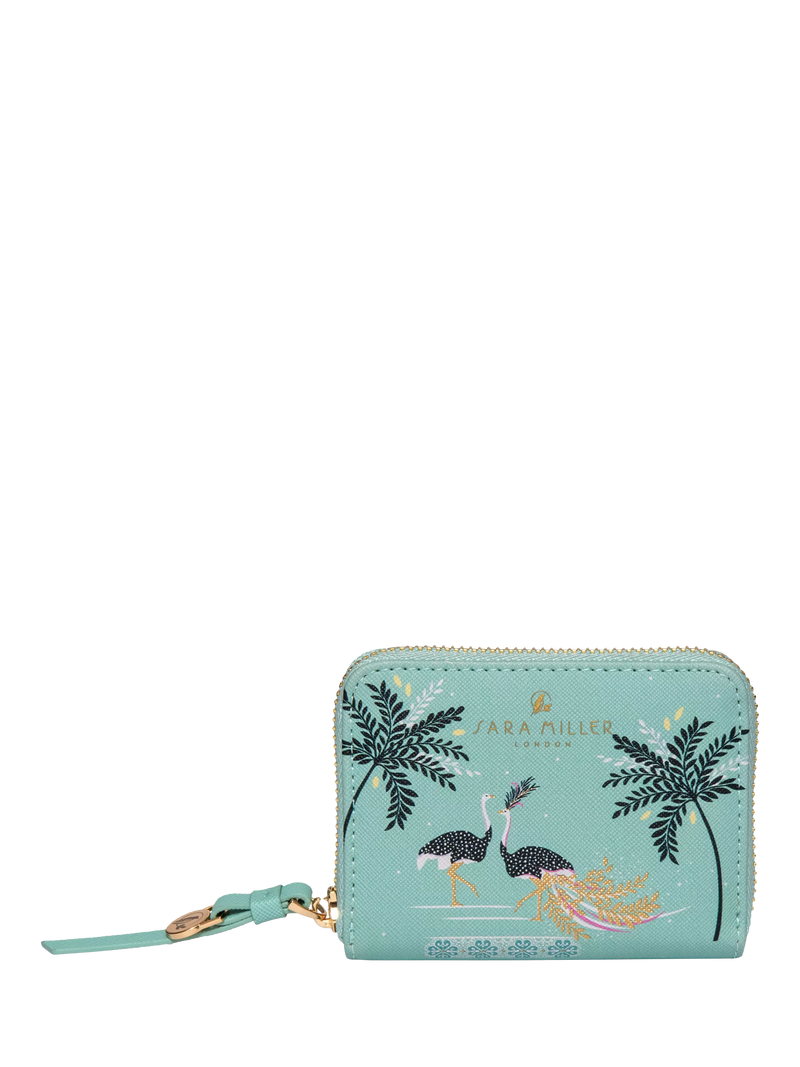Sara Miller zip purse in Ostrich Mint small (British brand)