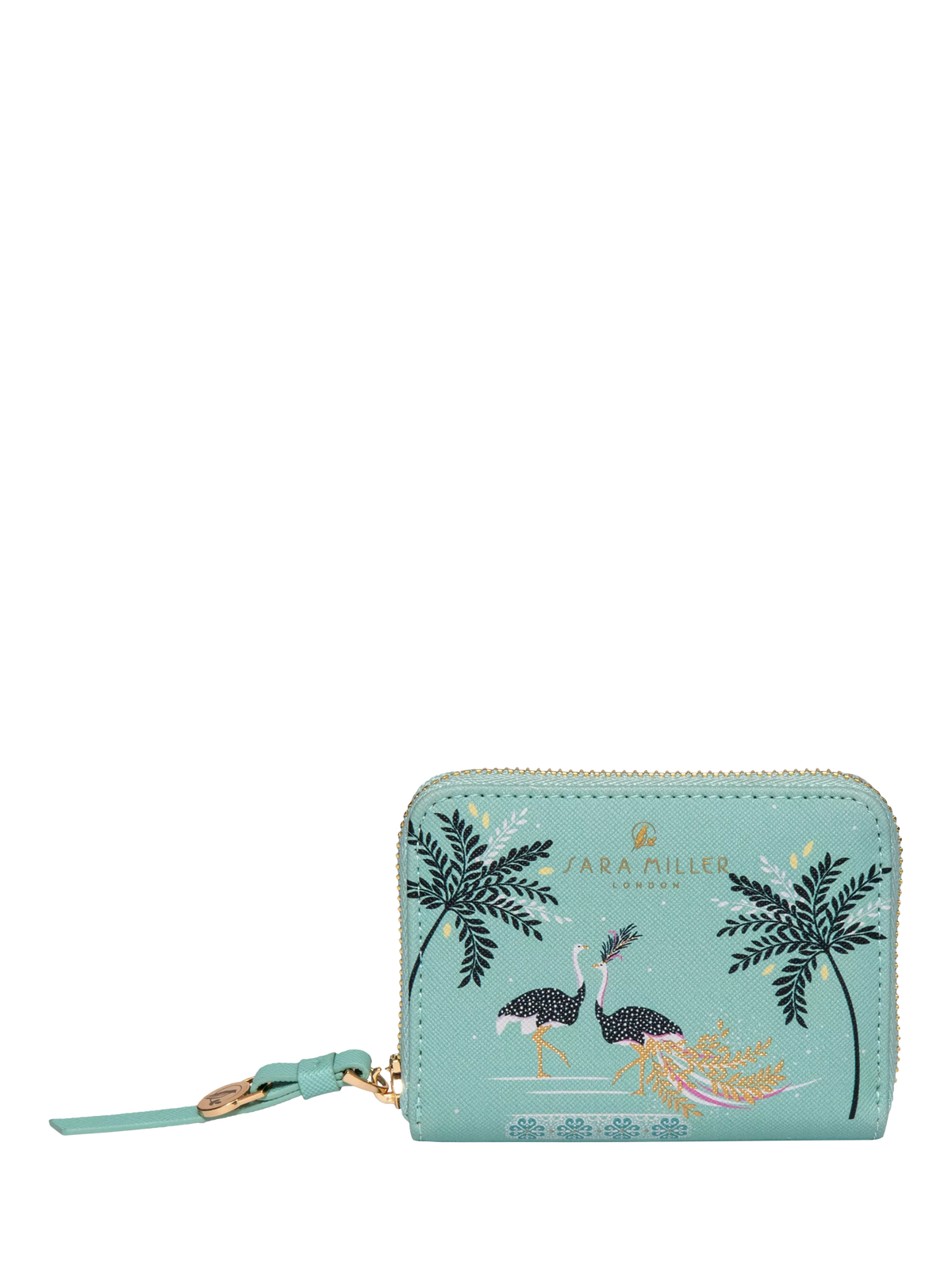 Sara Miller zip purse in Ostrich Mint small (British brand)
