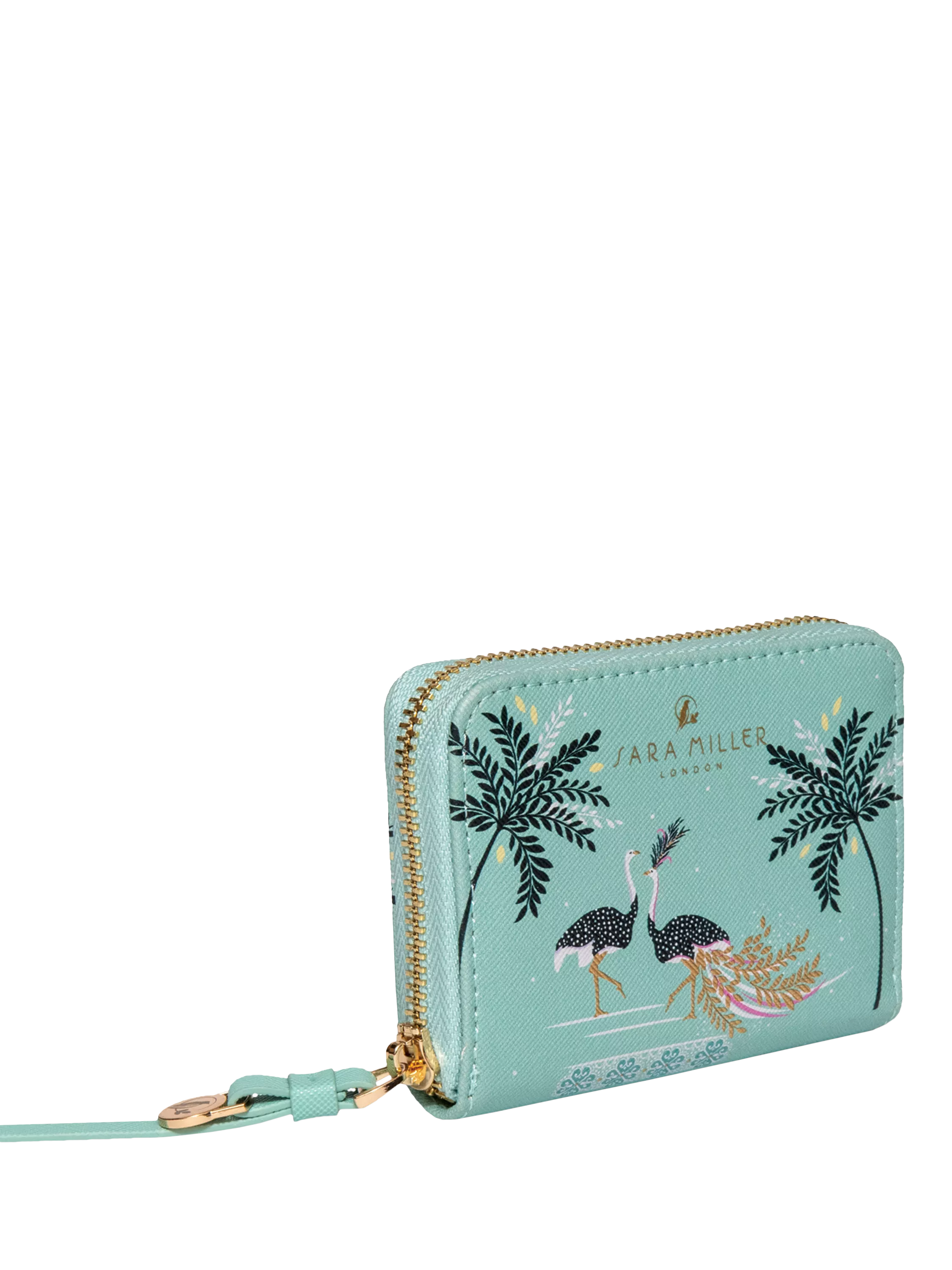Sara Miller zip purse in Ostrich Mint small (British brand)
