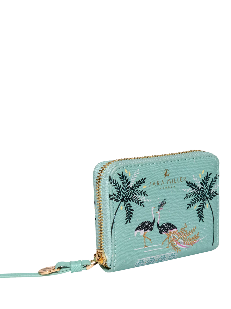 Sara Miller zip purse in Ostrich Mint small (British brand)